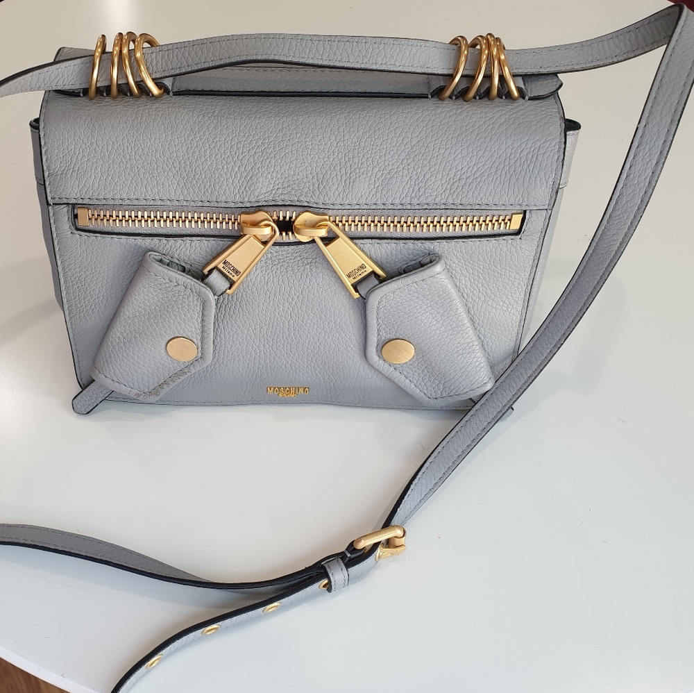 1 MOSCHINO – Leather Shoulder Bag GREY / OS